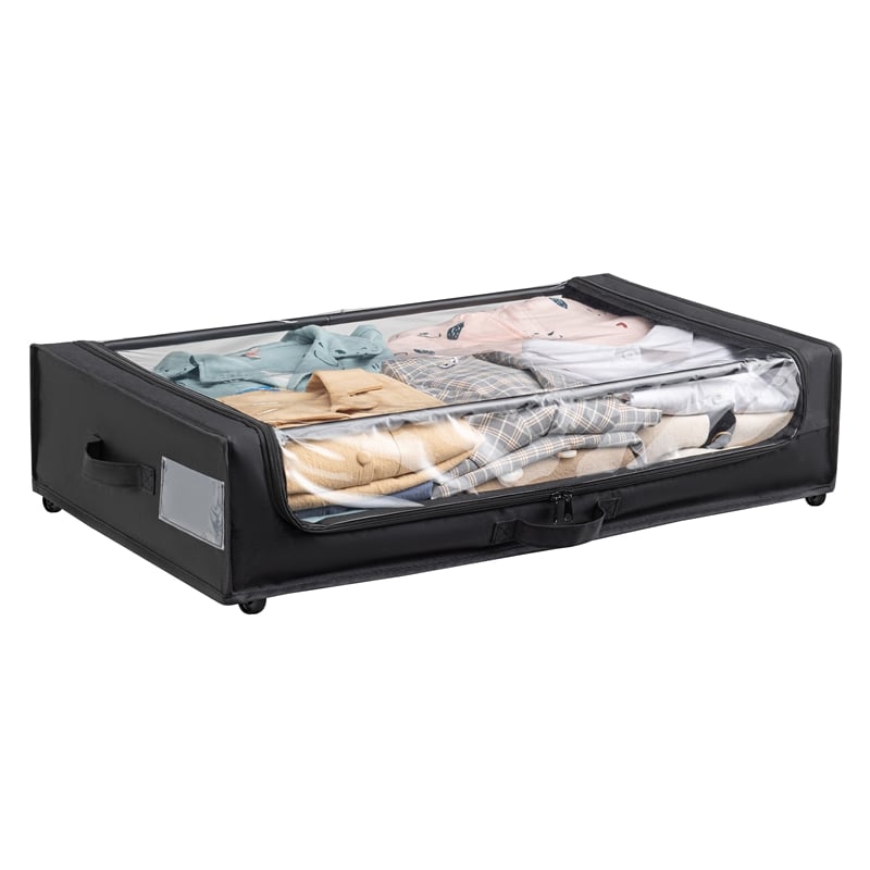 Set of 2 Under-Bed Rolling Storage Container with Transparent Cover