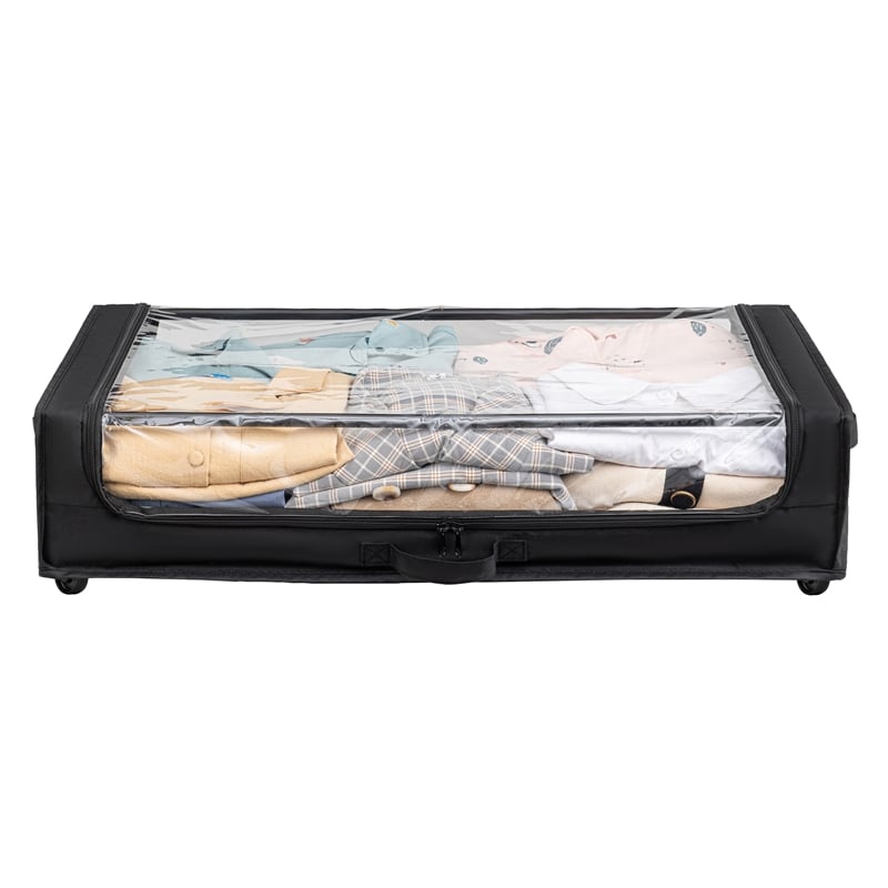 Set of 2 Under-Bed Rolling Storage Container with Transparent Cover