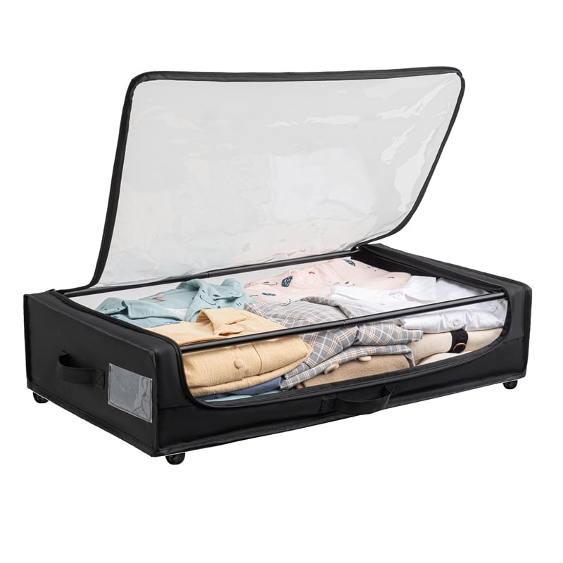 Set of 2 Under-Bed Rolling Storage Container with Transparent Cover
