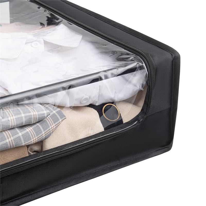 Set of 2 Under-Bed Rolling Storage Container with Transparent Cover