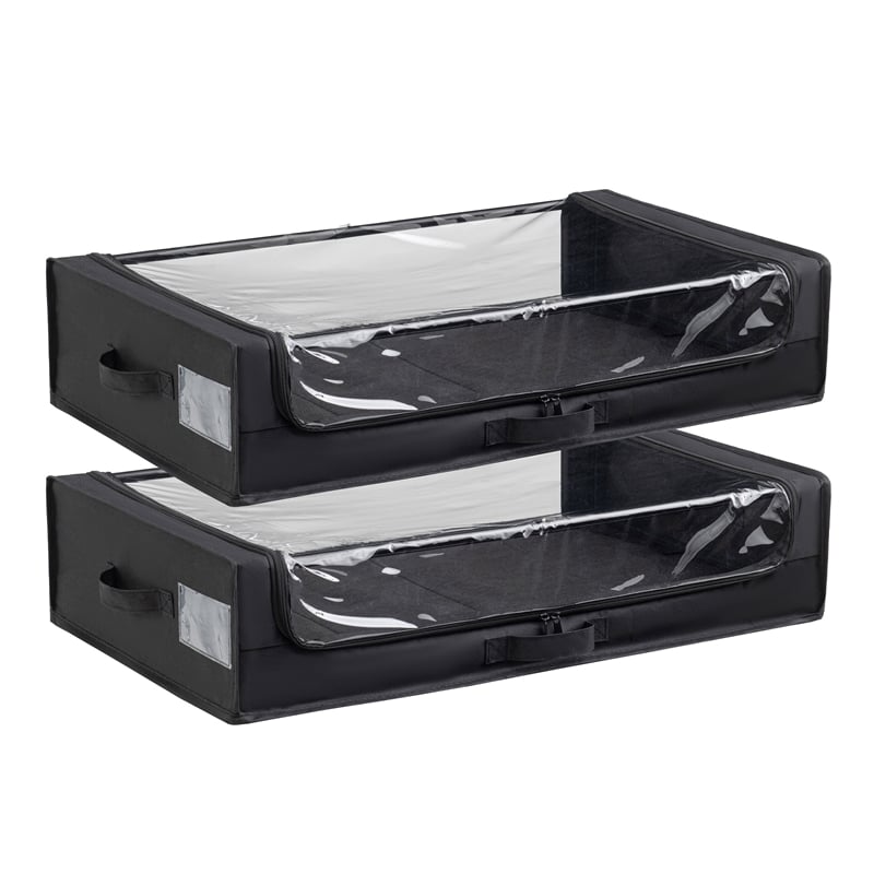 Set of 2 Under-Bed Rolling Storage Container with Transparent Cover