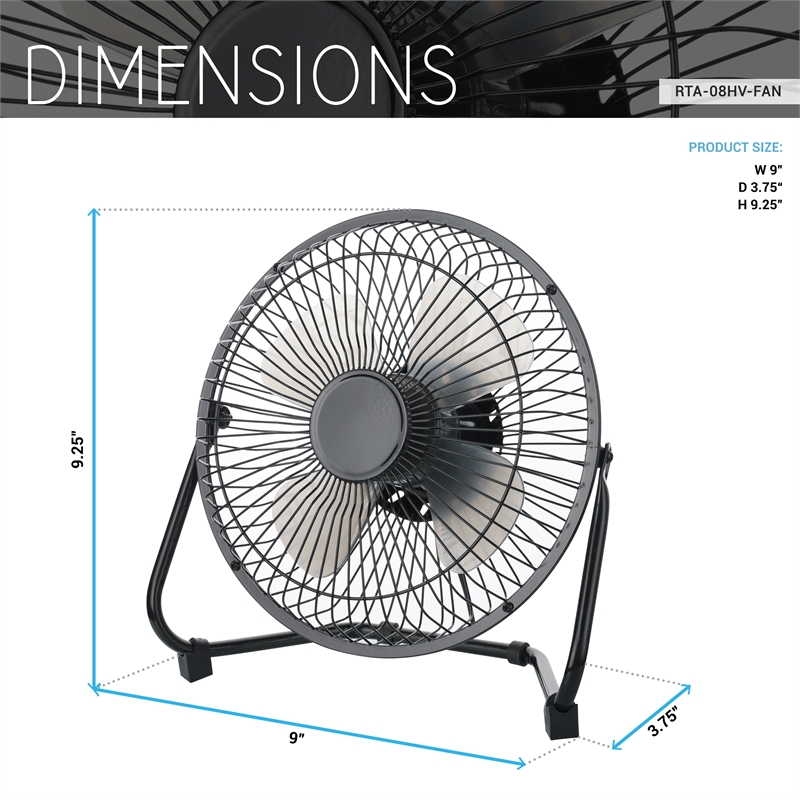 Techni Home 8in. High Velocity 2-Speed USB Powered Portable Fan