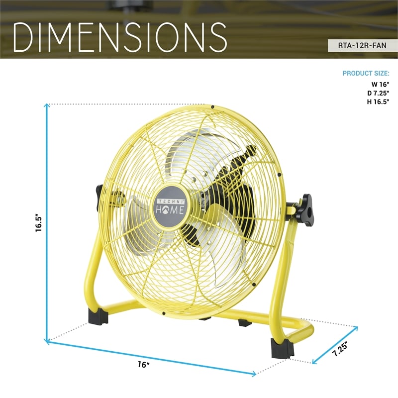 Techni Home 12in. Rechargeable Battery-Operated High Velocity Fan