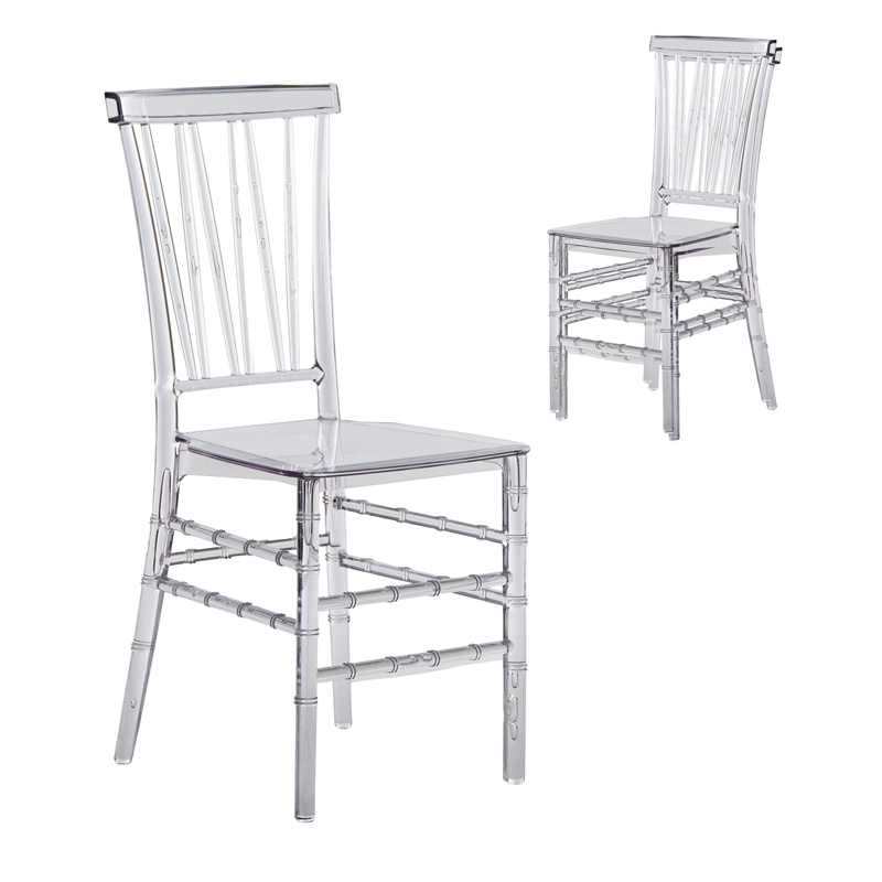 Techni Home Stackable Chiavari Style Clear Acrylic Event Chairs - Set of 2