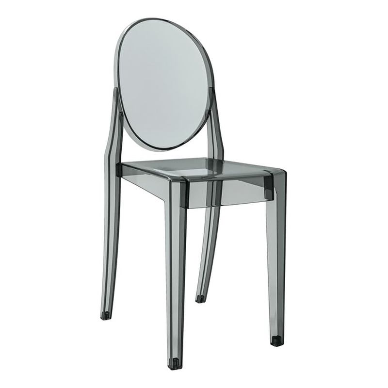 Techni Home Stackable Dark Grey Acrylic Ghost Event Chairs - Set of 4