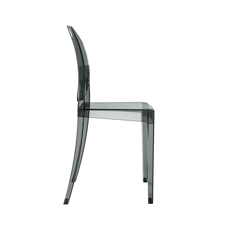 Techni Home Stackable Dark Grey Acrylic Ghost Event Chairs - Set of 4