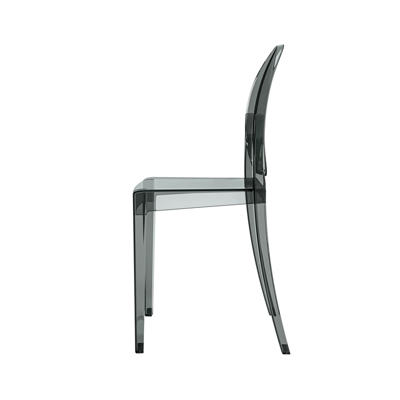 Techni Home Stackable Dark Grey Acrylic Ghost Event Chairs - Set of 4