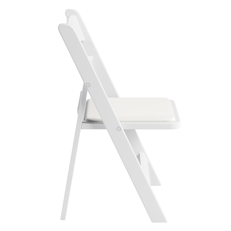 Techni Home 4-Pack White Resin Folding Chairs with Padded Seat
