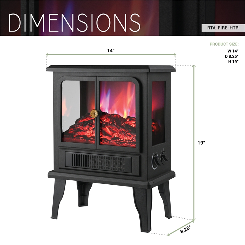 Techni Home 1500W Freestanding Electric Fireplace Heater with Flames