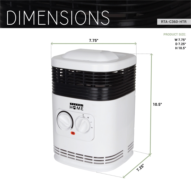Techni Home 360degree Ceramic Space Heater with Adjustable Thermostat