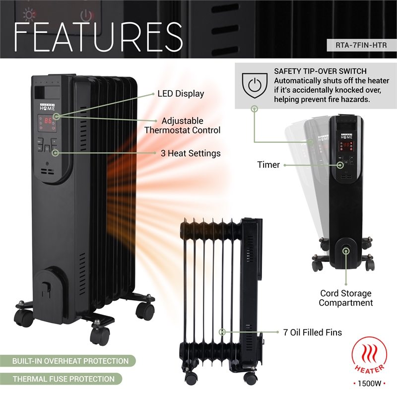 Techni Home Oil-Filled Radiator Space Heater