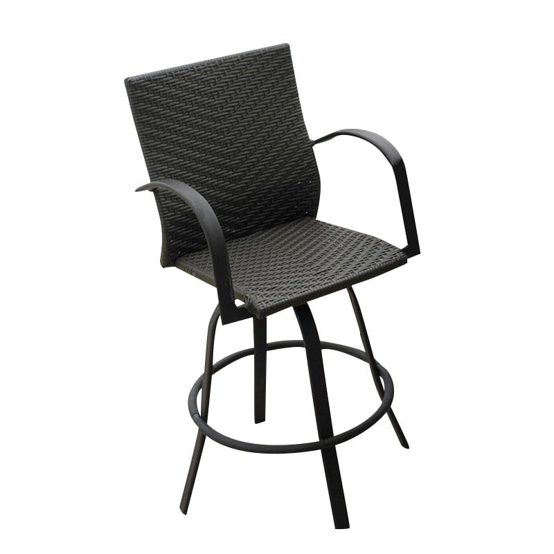 Outdoor Greatroom Company Resin Wicker 47" Swivel Bar Stool in Dark