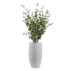 Cherry Leaves in White Ribbed Nell Planter
