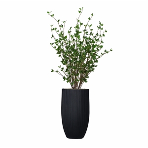 Cherry Leaves in Black Ribbed Nell Planter