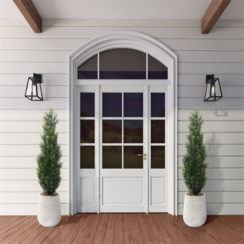 5' Cedar Topiary in White Artemis Planter