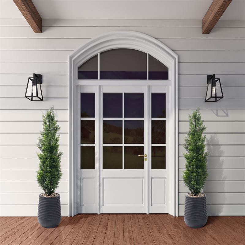 5' Cedar Topiary in Black Artemis Planter
