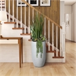 Onion Grass and Mixed Succulents in White Nell Planter