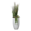 Onion Grass and Mixed Succulents in White Nell Planter