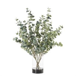 Eucalyptus in Large Rowan Vase with Black River Rock