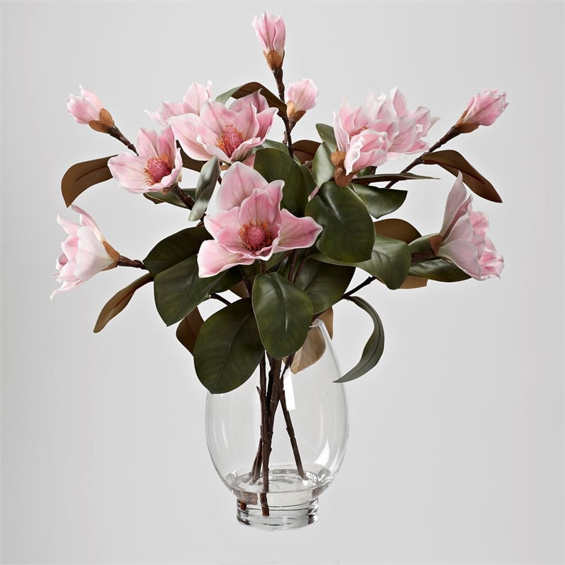 Pink Magnolia Stems in Socle Vase