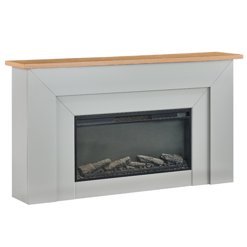 Modern Electric Fireplace Heater with Mantel Remote Control Realistic Flames