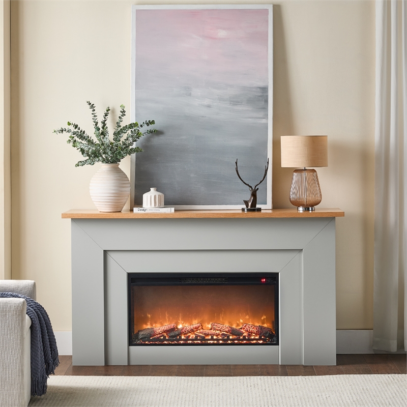Modern Electric Fireplace Heater with Mantel Remote Control Realistic Flames