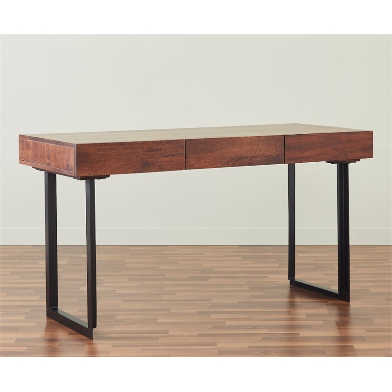 Glide 58-inch Office Writing Desk in Dark Walnut finish