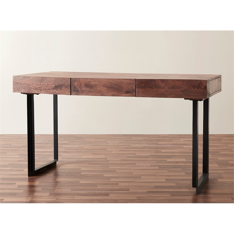Glide 58-inch Office Writing Desk in Dark Walnut finish