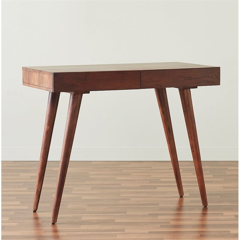 Pratt 39 inch Solid Wood Office Desk in Dark Walnut