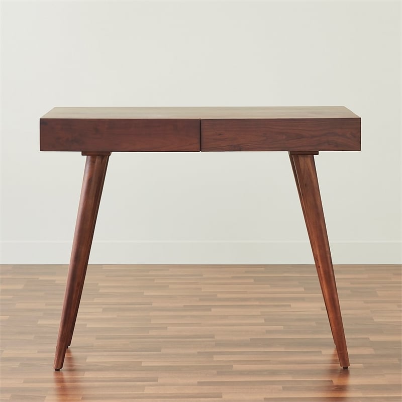 Pratt 39 inch Solid Wood Office Desk in Dark Walnut