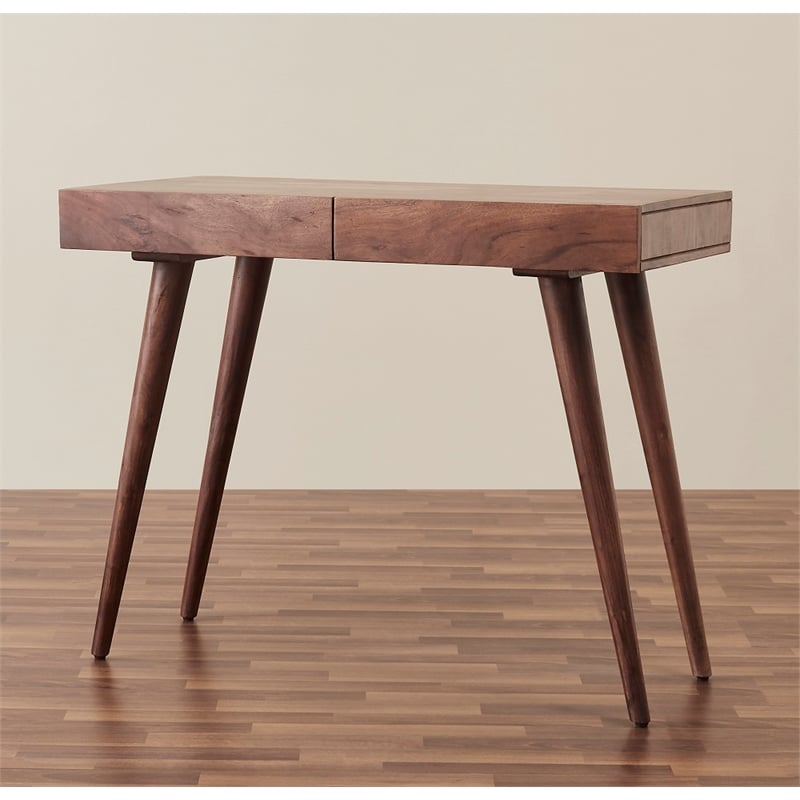 Pratt 39 inch Solid Wood Office Desk in Dark Walnut