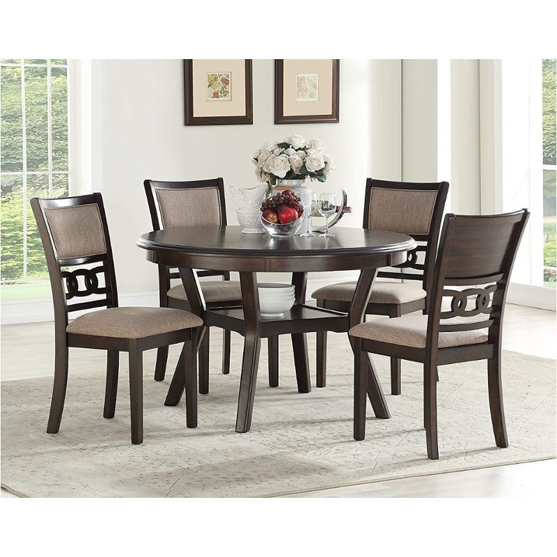 New Classic Furniture Gia - Cherry Round Dining Table 5 Pc Set With Dining Chair