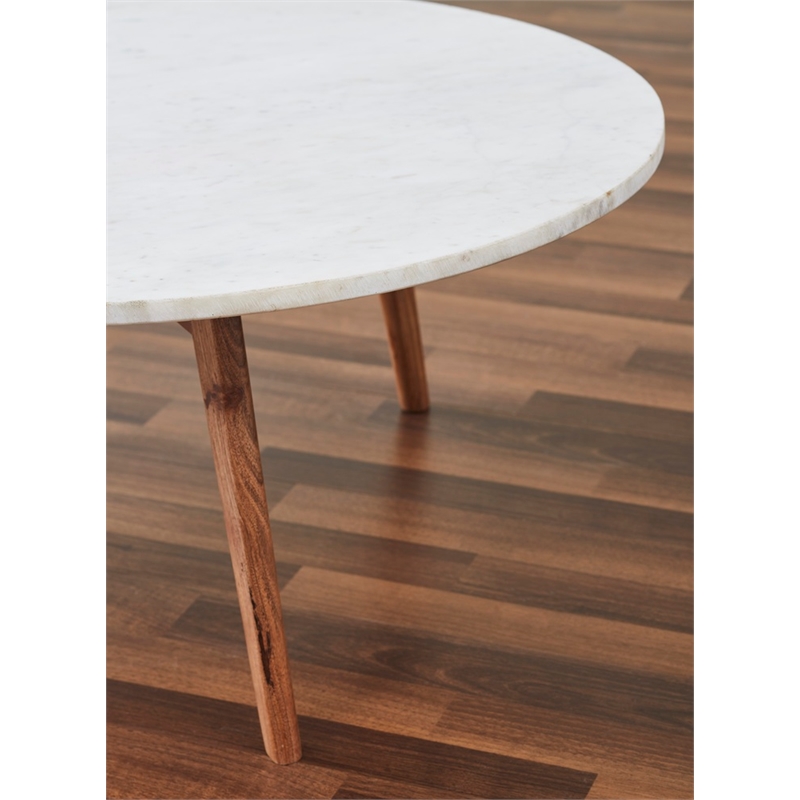 Nero white authentic marble round coffee table