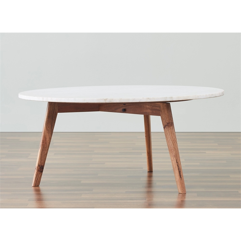 Nero white authentic marble round coffee table