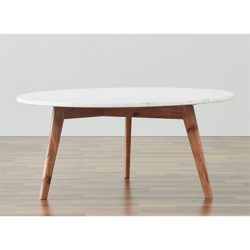 Nero white authentic marble round coffee table