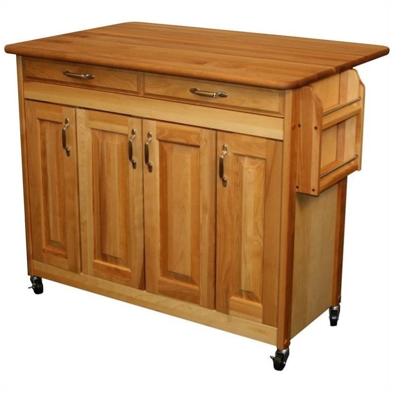 Catskill Craftsmen 44 Inch Butcher Block Drop Leaf Kitchen Island