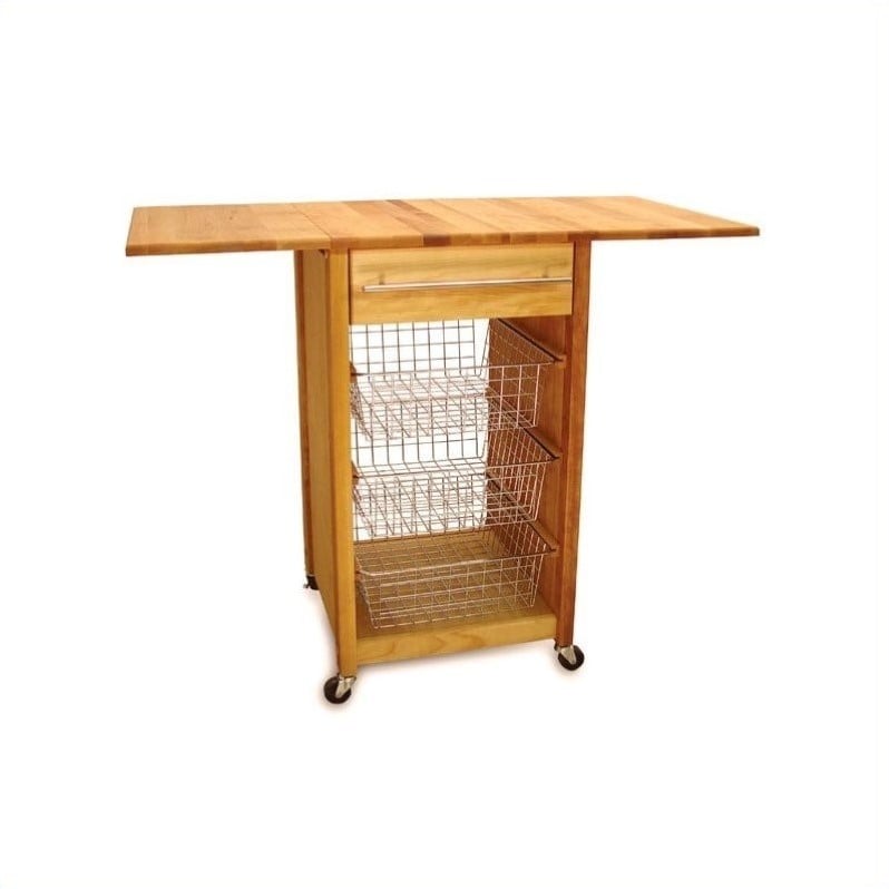 Catskill Basket Butcher Block Kitchen Cart In Natural Cymax Business