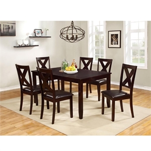 Clara Stylish and Functional 7 Piece Solid Wood Dining Room Set in Espresso