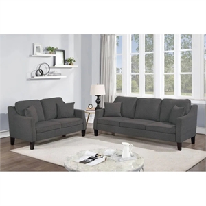 classic harmony solid wood sofa & loveseat set in black