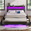 Noya Queen LED Bed with built in charging station and storage in Black