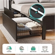 Noya Full Solid Wood LED Bed with built in charging station and storage in Black