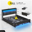 Noya Full Solid Wood LED Bed with built in charging station and storage in Black