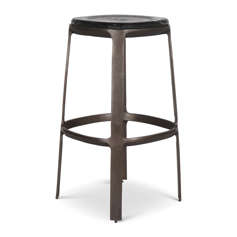 Urbia Marbelle Alfie Marble Bar Stool in Black/Bronze Finish