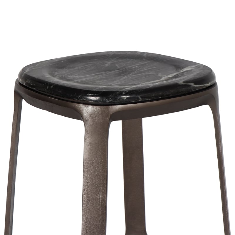 Urbia Marbelle Alfie Marble Bar Stool in Black/Bronze Finish