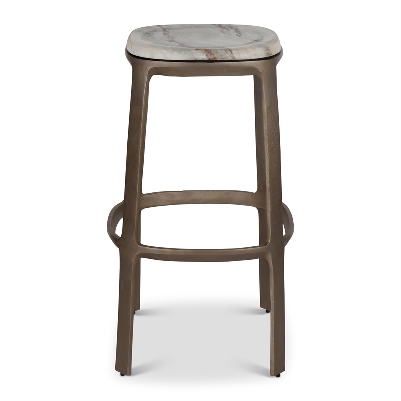 Urbia Marbelle Alfie Marble Bar Stool in Sand/Antique Nickel Finish