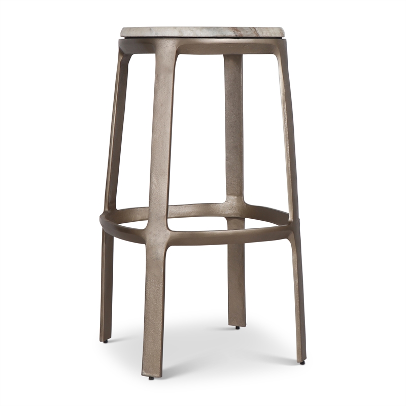 Urbia Marbelle Alfie Marble Bar Stool in Sand/Antique Nickel Finish