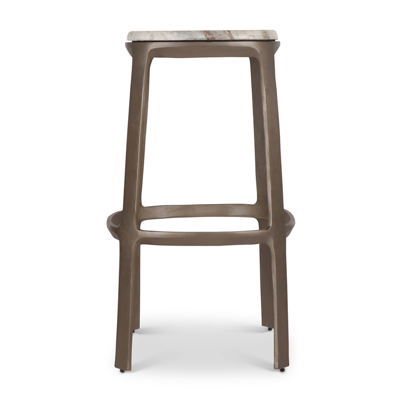 Urbia Marbelle Alfie Marble Bar Stool in Sand/Antique Nickel Finish
