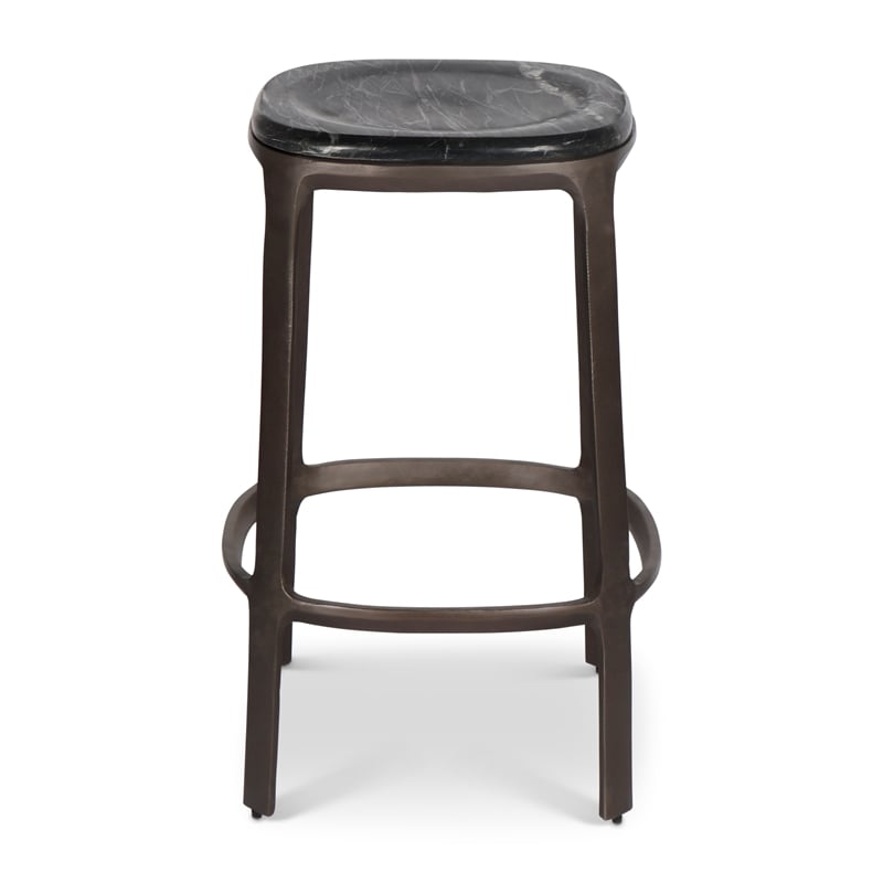 Urbia Marbelle Alfie Marble Counter Stool in Black/Bronze Finish