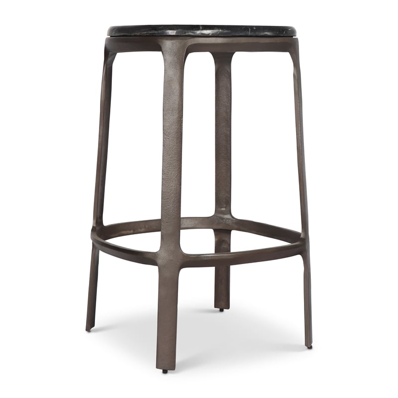 Urbia Marbelle Alfie Marble Counter Stool in Black/Bronze Finish