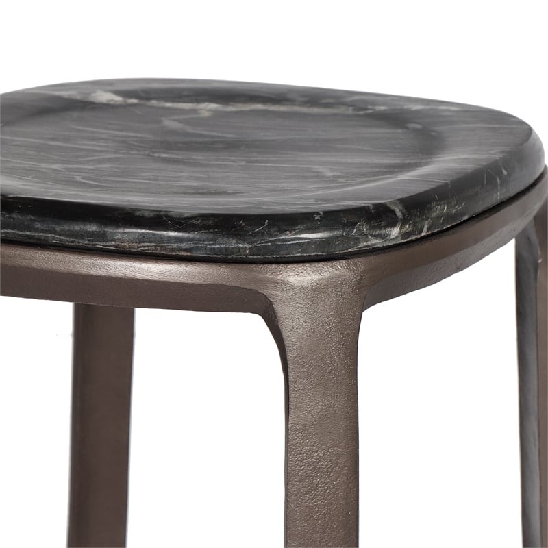 Urbia Marbelle Alfie Marble Counter Stool in Black/Bronze Finish